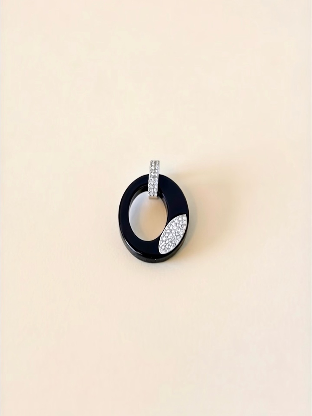 Swarovski Black Ceramic and Crystal Oval Pendant